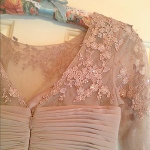 formal dress Lace appliqué floor length Taupe